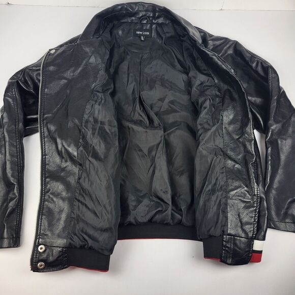 New Look Women's Black Faux Leather Jacket Coat Size 1X - Picture 6 of 14